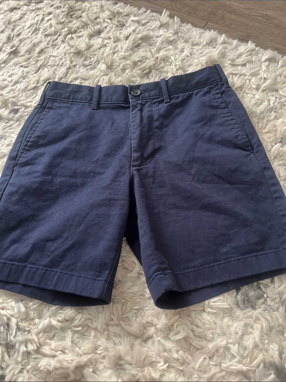 J. Crew Navy Flat-Front Cotton Chino Shorts